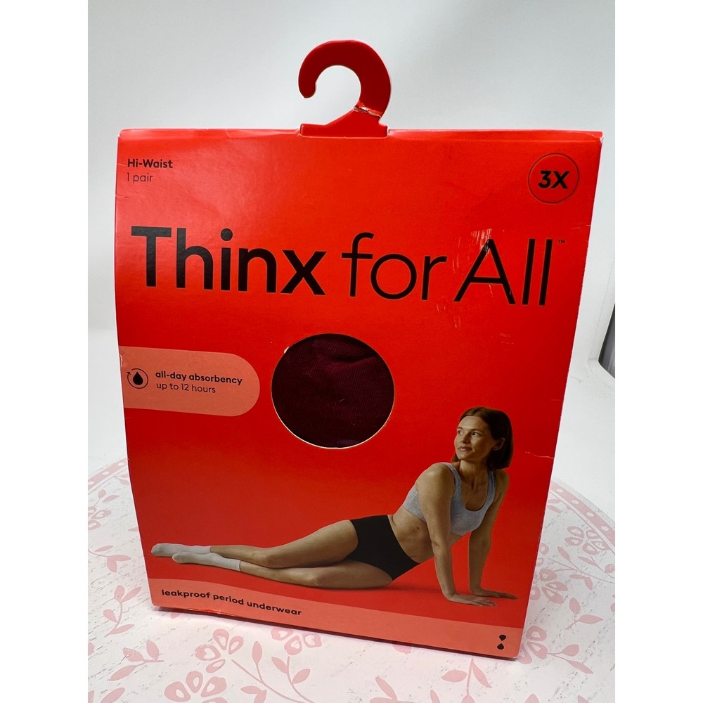 THINX Period Underwear 3X Rhubarb Red Hi-Waist Leakproof Cotton Panties NWT New